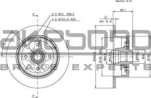 Akebono BN-0830E - Гальмівний диск autozip.com.ua