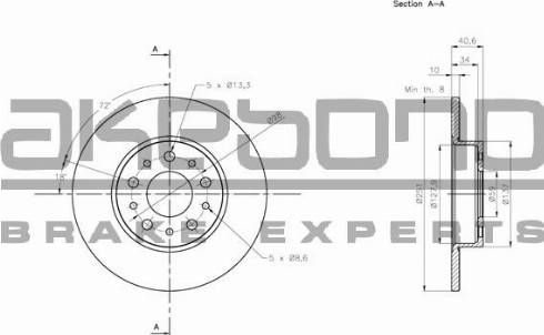 Akebono BN-0838E - Гальмівний диск autozip.com.ua