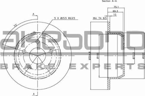 Akebono BN-0821E - Гальмівний диск autozip.com.ua