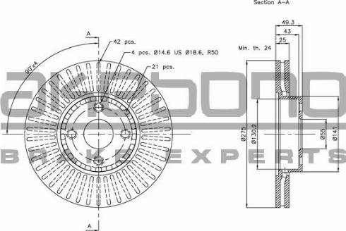 Akebono BN-0871 - Гальмівний диск autozip.com.ua