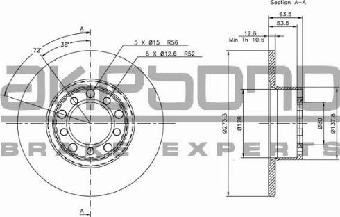 Akebono BN-0872E - Гальмівний диск autozip.com.ua