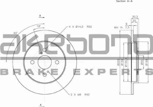 Akebono BN-0345 - Гальмівний диск autozip.com.ua