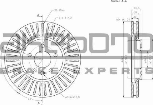 Akebono BN-0348 - Гальмівний диск autozip.com.ua