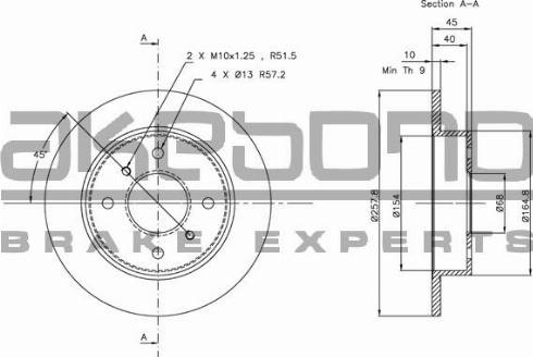 Akebono BN-0354 - Гальмівний диск autozip.com.ua