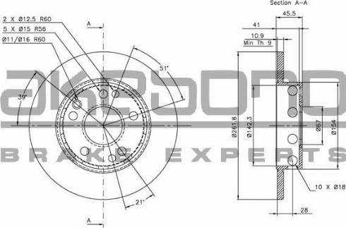 Akebono BN-0368 - Гальмівний диск autozip.com.ua