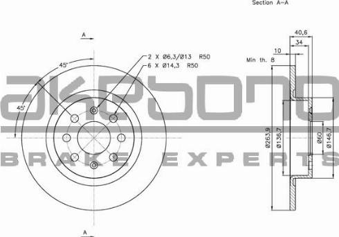 Akebono BN-0307 - Гальмівний диск autozip.com.ua