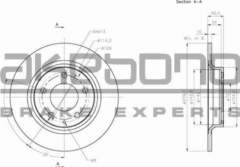 Akebono BN-0384 - Гальмівний диск autozip.com.ua