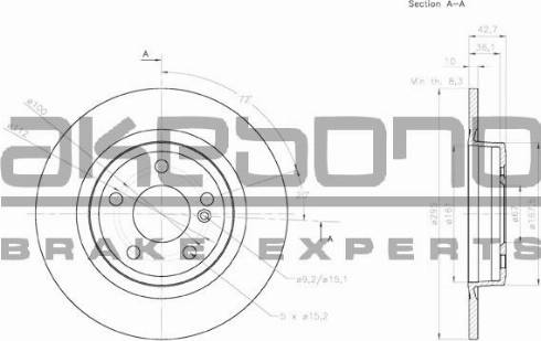 Akebono BN-0388 - Гальмівний диск autozip.com.ua