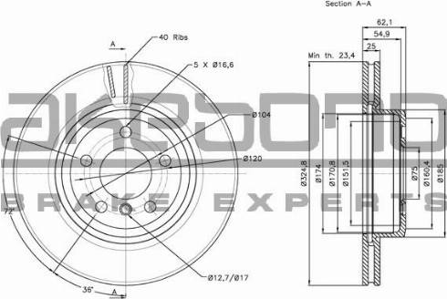 Akebono BN-0331 - Гальмівний диск autozip.com.ua