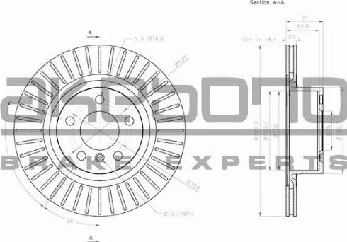 Akebono BN-0333 - Гальмівний диск autozip.com.ua