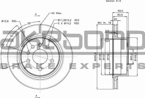 Akebono BN-0329E - Гальмівний диск autozip.com.ua