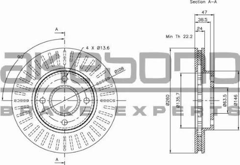 Akebono BN-0324 - Гальмівний диск autozip.com.ua