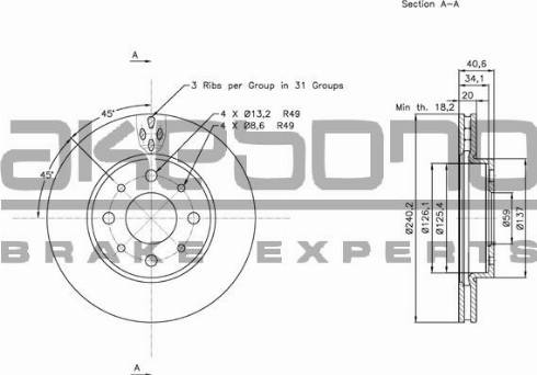 Akebono BN-0379 - Гальмівний диск autozip.com.ua