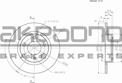 Akebono BN-0374 - Гальмівний диск autozip.com.ua