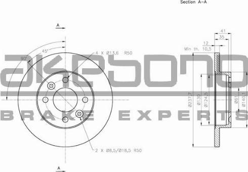 Akebono BN-0256 - Гальмівний диск autozip.com.ua