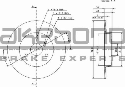 Akebono BN-0250E - Гальмівний диск autozip.com.ua