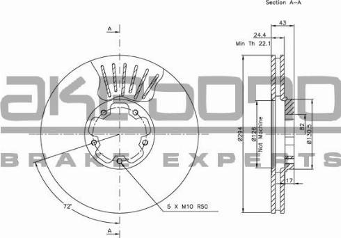 Akebono BN-0204 - Гальмівний диск autozip.com.ua