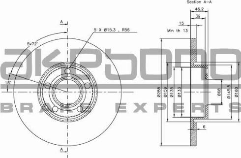 Akebono BN-0208E - Гальмівний диск autozip.com.ua