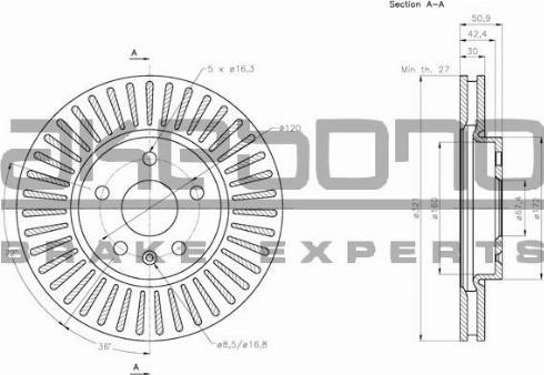 Akebono BN-0236 - Гальмівний диск autozip.com.ua