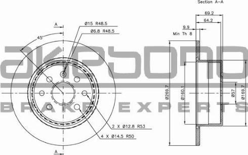 Akebono BN-0230 - Гальмівний диск autozip.com.ua