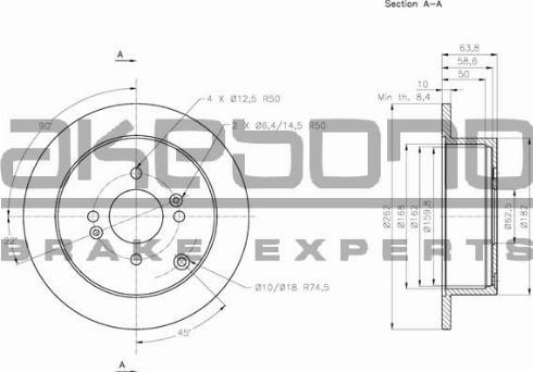 Akebono BN-0237E - Гальмівний диск autozip.com.ua