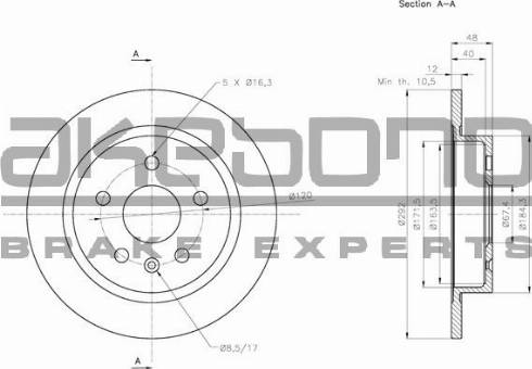 Akebono BN-0225 - Гальмівний диск autozip.com.ua