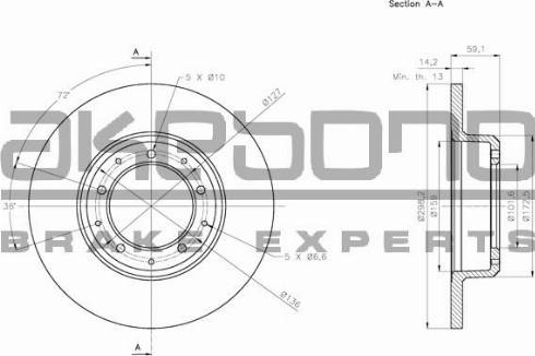 Akebono BN-0741 - Гальмівний диск autozip.com.ua