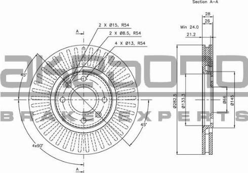 Akebono BN-0700 - Гальмівний диск autozip.com.ua