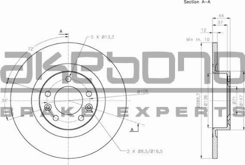 Akebono BN-0710 - Гальмівний диск autozip.com.ua