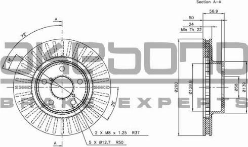 Akebono BN-0726 - Гальмівний диск autozip.com.ua