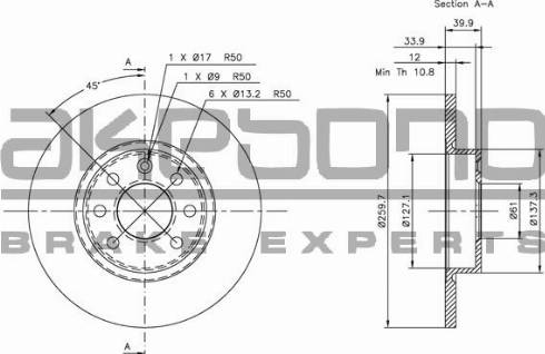 Akebono BN-0770E - Гальмівний диск autozip.com.ua