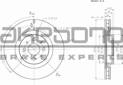 Akebono BN-1069E - Гальмівний диск autozip.com.ua