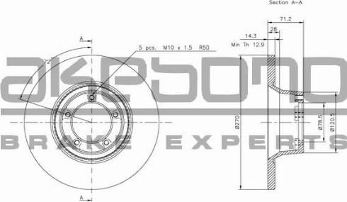 Akebono BN-1089E - Гальмівний диск autozip.com.ua