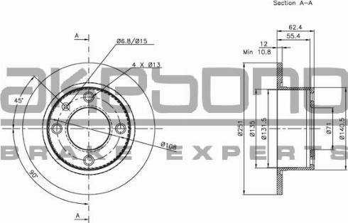 Akebono BN-1039 - Гальмівний диск autozip.com.ua