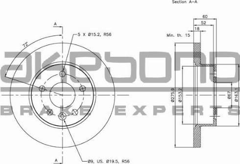 Akebono BN-1034 - Гальмівний диск autozip.com.ua