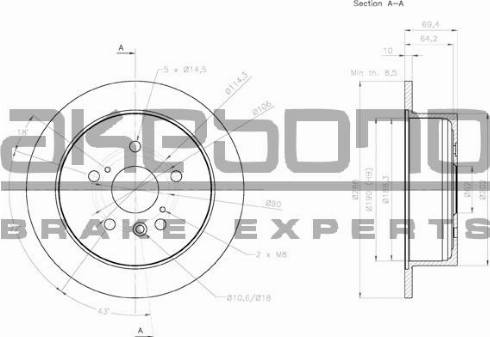 Akebono BN-1030 - Гальмівний диск autozip.com.ua