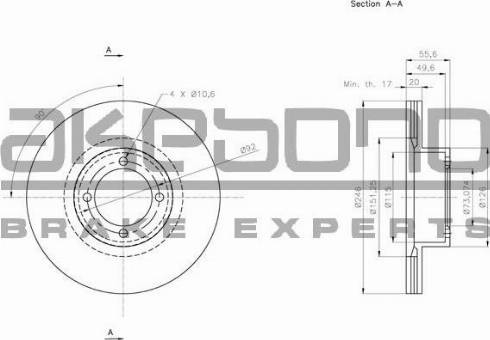 Akebono BN-1140 - Гальмівний диск autozip.com.ua