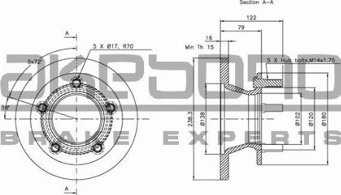 Akebono BN-1141E - Гальмівний диск autozip.com.ua