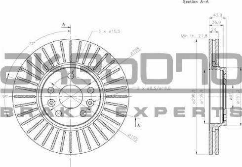 Akebono BN-1160 - Гальмівний диск autozip.com.ua