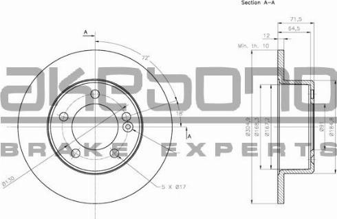 Akebono BN-1108E - Гальмівний диск autozip.com.ua