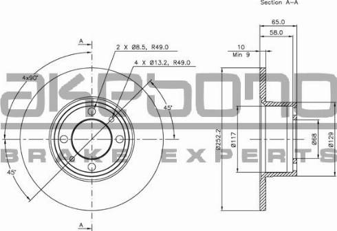 Akebono BN-1117E - Гальмівний диск autozip.com.ua