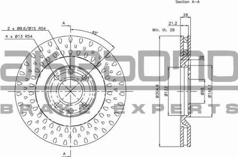 Akebono BN-1185E - Гальмівний диск autozip.com.ua