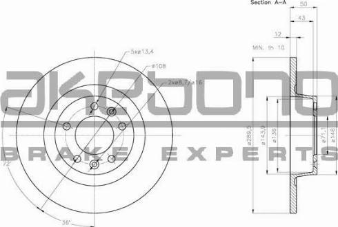 Akebono BN-1125 - Гальмівний диск autozip.com.ua