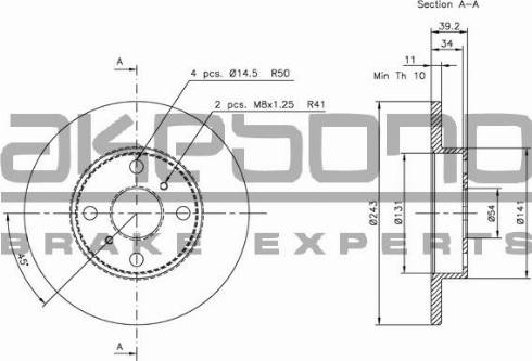 Akebono BN-1341E - Гальмівний диск autozip.com.ua