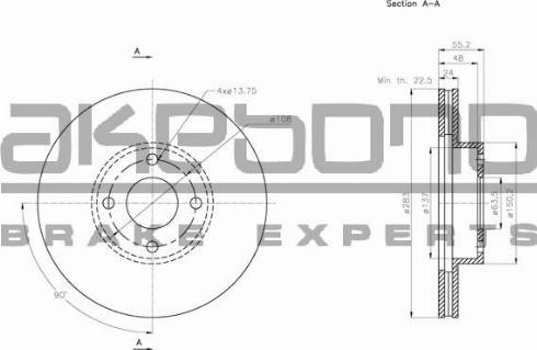 Akebono BN-1343E - Гальмівний диск autozip.com.ua