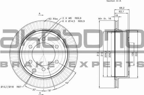 Akebono BN-1304E - Гальмівний диск autozip.com.ua