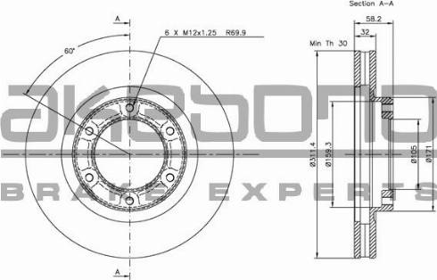 Akebono BN-1301E - Гальмівний диск autozip.com.ua