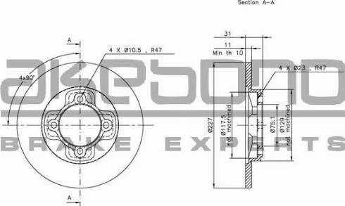 Akebono BN-1302 - Гальмівний диск autozip.com.ua