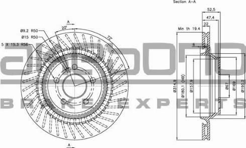 Akebono BN-1205E - Гальмівний диск autozip.com.ua