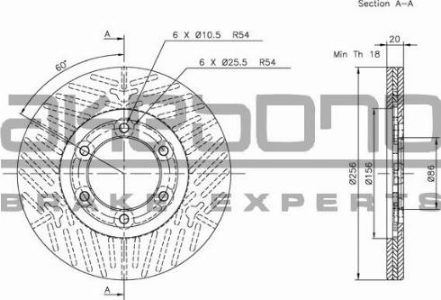 Akebono BN-1214E - Гальмівний диск autozip.com.ua